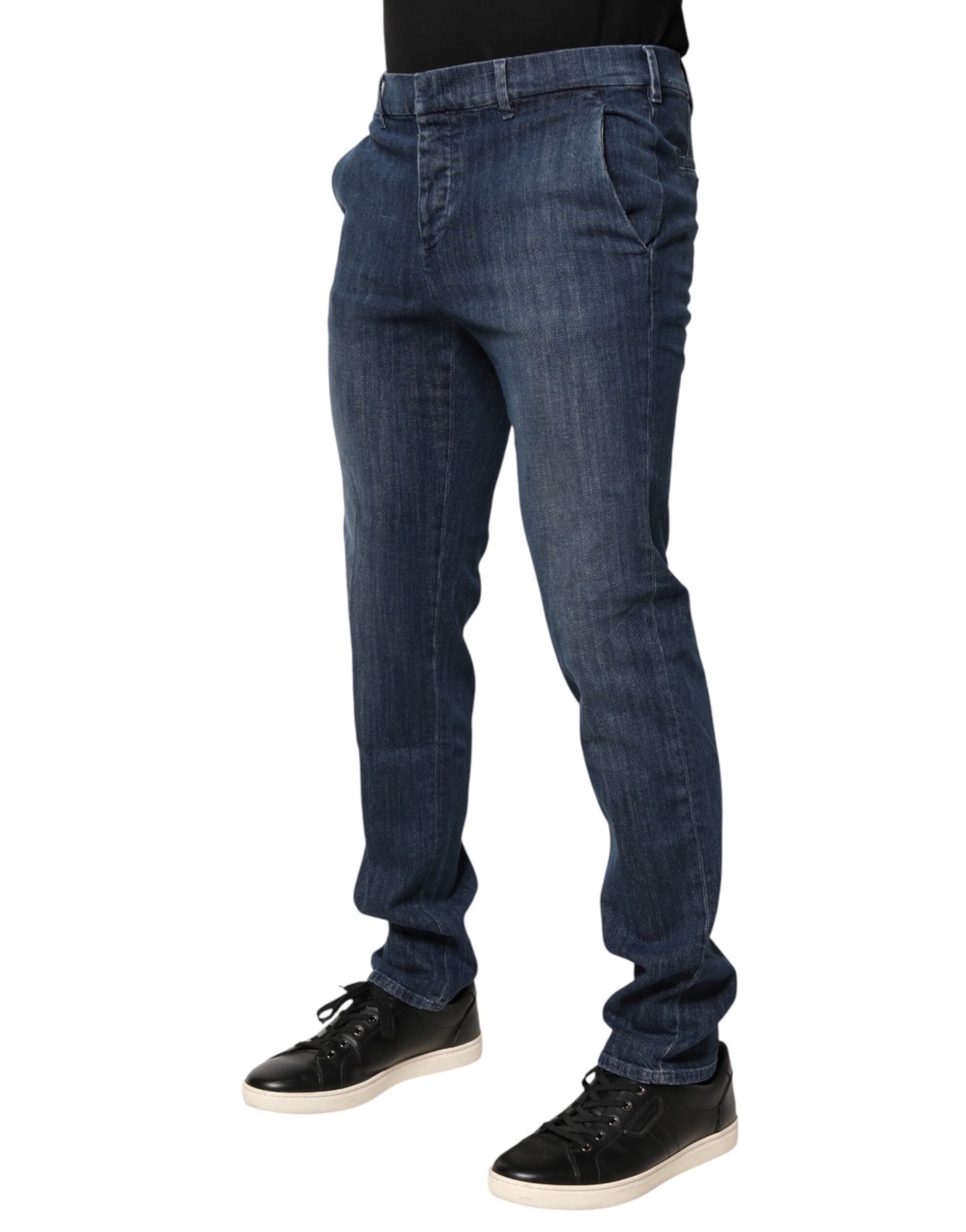 Prada Dark Blue Mid Waist Skinny Fit Men Denim Trouser Jeans