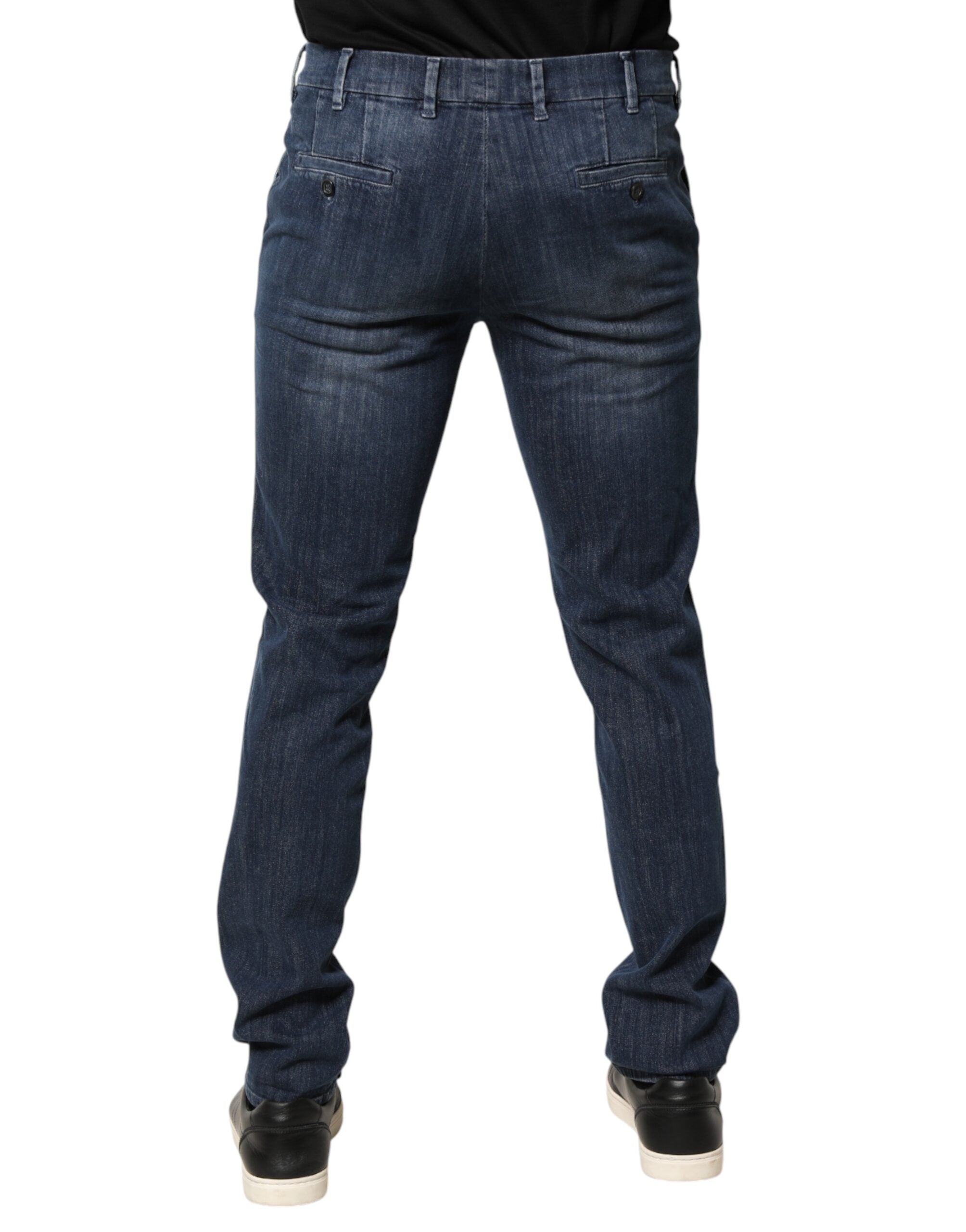 Prada Dark Blue Mid Waist Skinny Fit Men Denim Trouser Jeans