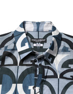 Dolce & Gabbana Blue MARTINI Long Sleeves Casual Logo Shirt