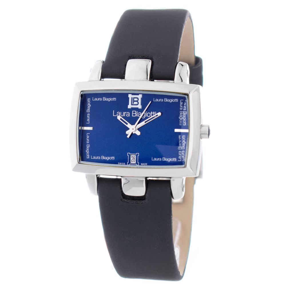 Laura Biagiotti Black Leather Dress Watch
