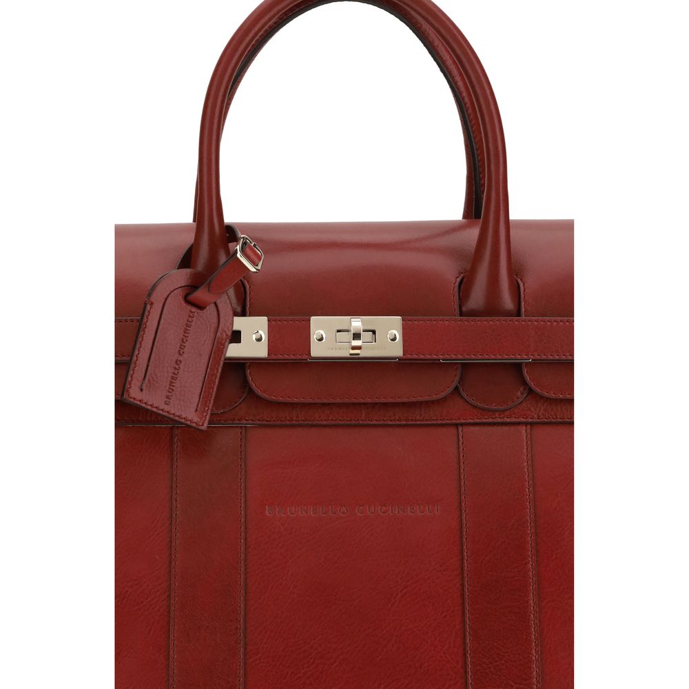 Brunello Cucinelli Bordeaux Calf Leather Bos Taurus Luggage And Travel