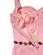 Dolce & Gabbana Pink Crystal Sheath Mermaid Long Gown Dress