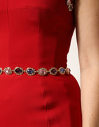 Dolce & Gabbana Red Crystals Sheath Mermaid Long Gown Dress
