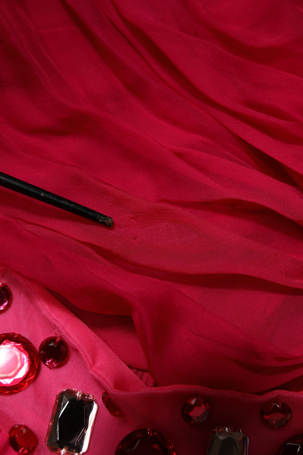 Dolce & Gabbana Pink Silk Embellished A-line Midi Dress