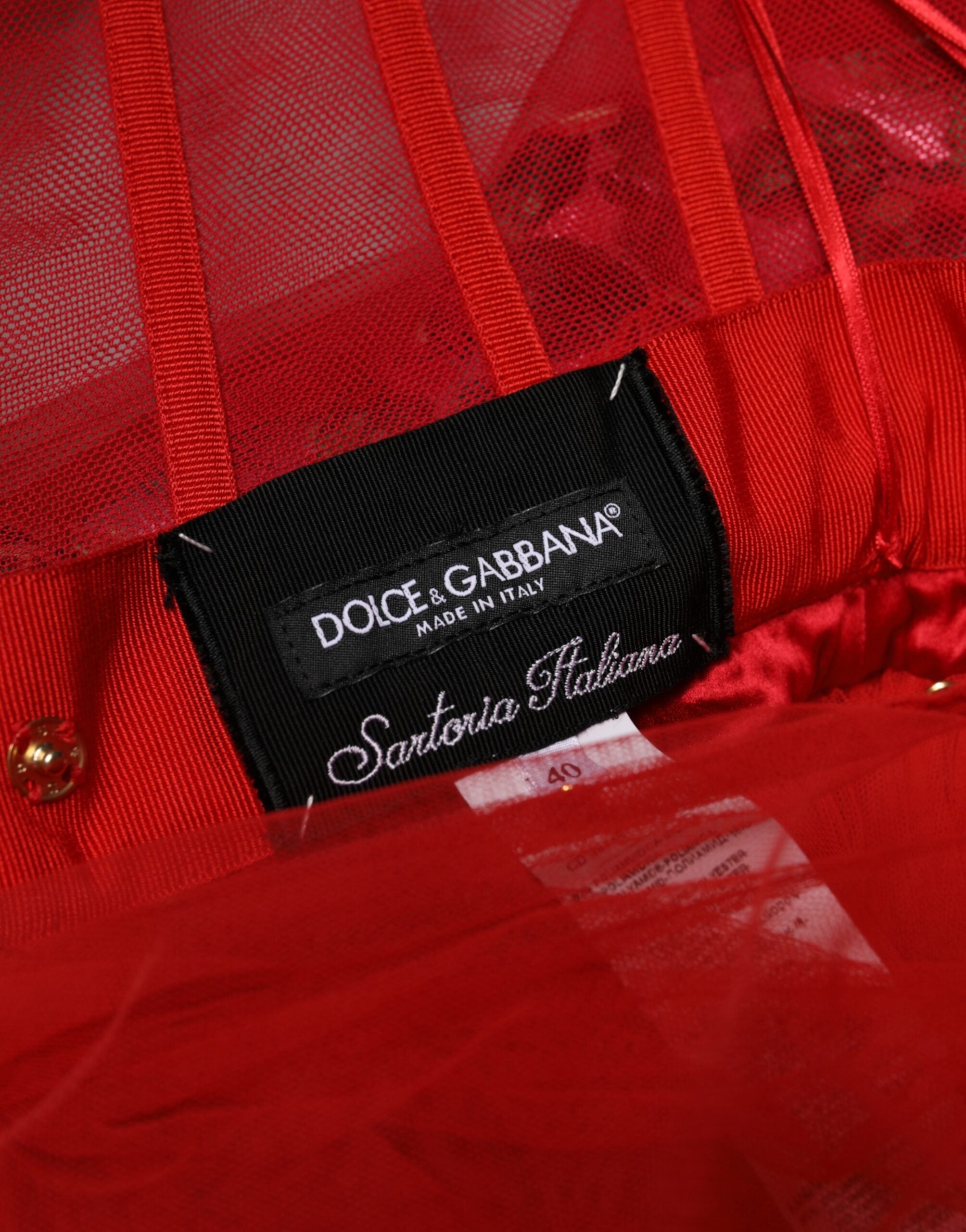 Dolce & Gabbana Red Floral Off Shoulder A-line Gown Dress