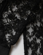 Dolce & Gabbana Black Lace Trim Cotton Sheath Midi Dress