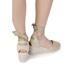 Espadrilles Gray Cotton High Heel Pumps
