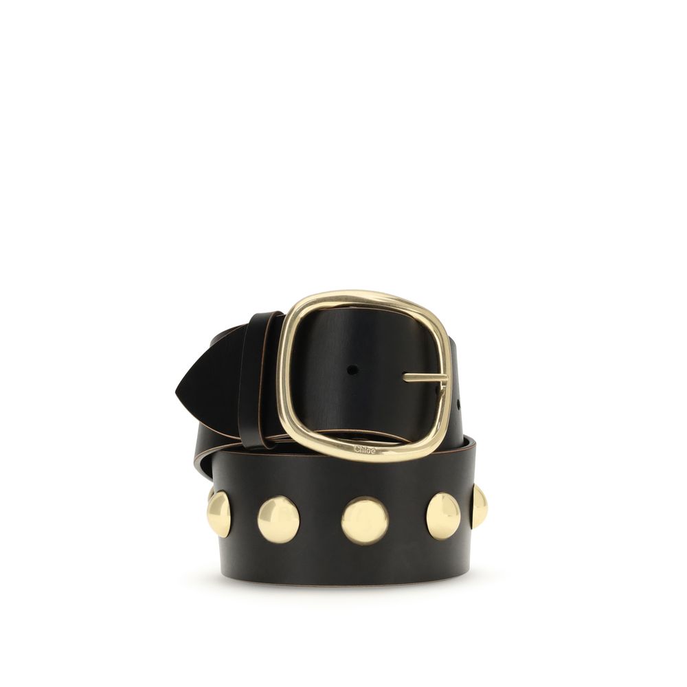Chloé Black Calf Leather Bos Taurus High-Waist Belt