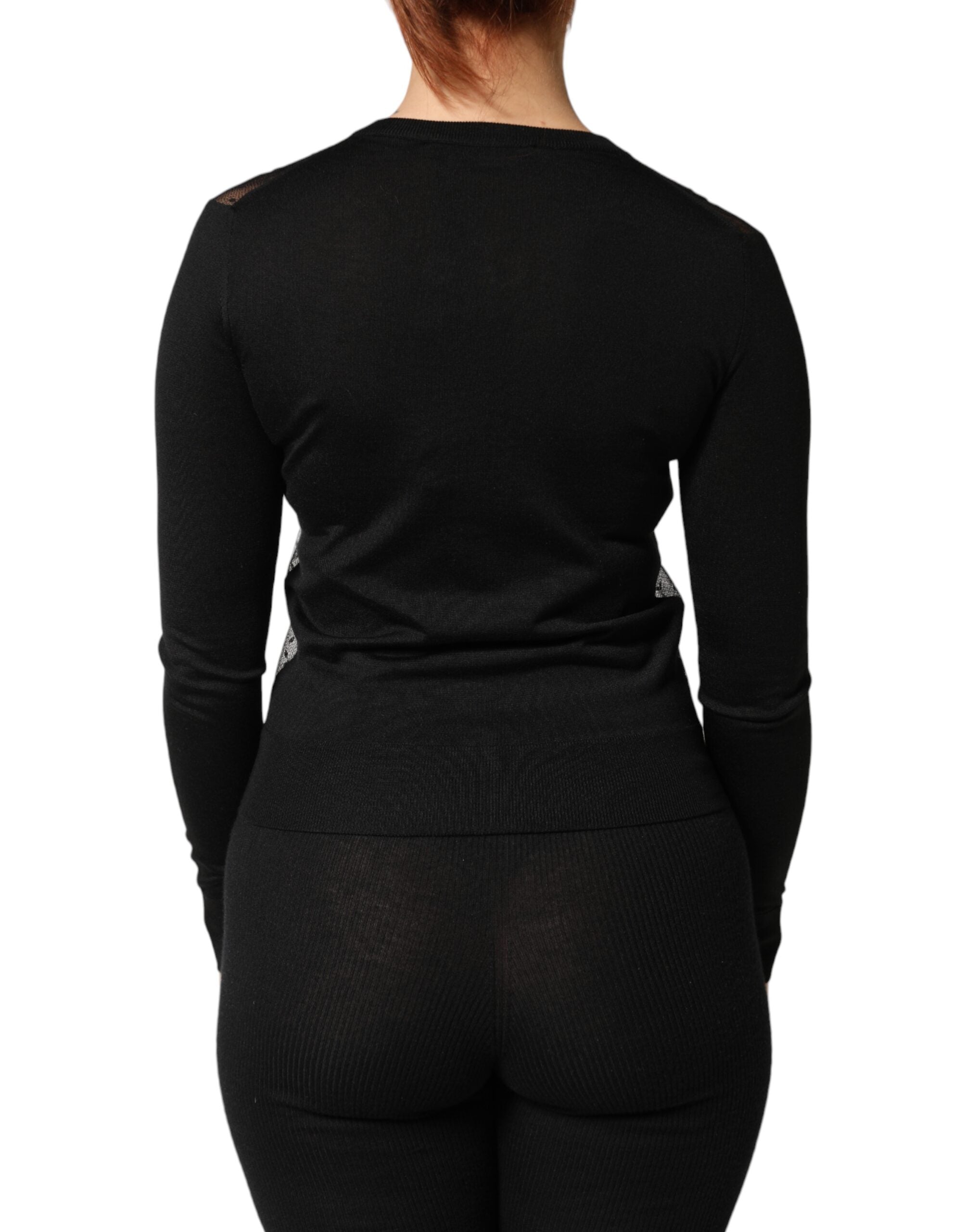 Dolce & Gabbana Black Sheer Button Down Cardigan Sweater