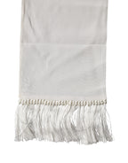 Dolce & Gabbana White Silk Fringes Neck Wrap Foulard Scarf