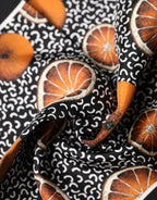 Dolce & Gabbana Black Orange Print Square Handkerchief Scarf