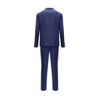 Brunello Cucinelli Blue Fleece Wool Two-Piece Suit