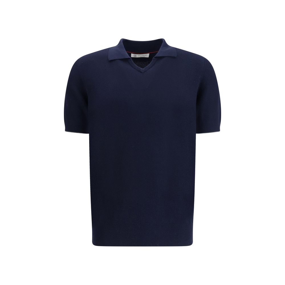 Brunello Cucinelli Blue Cotton Polo Shirt