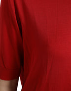 Dolce & Gabbana Red Silk Crew Neck Short Sleeves Top T-shirt