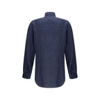 Etro Blue Linen Dress Shirt