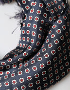 Dolce & Gabbana Black Patterned Fringes Neck Foulard Scarf