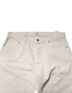 President's White Cotton Straight Mid Waist Denim Men Trouser Jeans