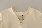 L'Autre Chose Blouse Off White Silk Short Sleeves V-neck Top