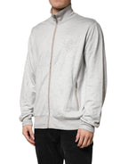 Dolce & Gabbana Light Gray Cotton Zipped Cardigan Sweater