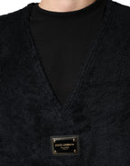 Dolce & Gabbana Black Cotton V-Neck Men Sweatshirt Sweater