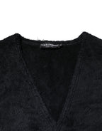 Dolce & Gabbana Black Cotton V-Neck Men Sweatshirt Sweater