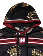 Dolce & Gabbana Black King Crown Hooded Sweatshirt Sweater