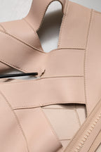 Dsquared² Beige Leather Short Sleeves Sheath Mini Dress