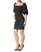 Patrizia Pepe Black White Polka Dot Short Sleeves Mini Dress
