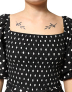 Patrizia Pepe Black White Polka Dot Short Sleeves Mini Dress