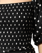 Patrizia Pepe Black White Polka Dot Short Sleeves Mini Dress