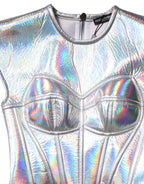 Dolce & Gabbana Silver Iridescent Bodycon Sheath Midi Dress