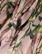 Dolce & Gabbana Pink Lily Print A-line Pleated Maxi Dress