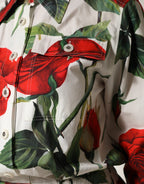 Dolce & Gabbana White Floral Print Cotton Jumpsuit Dress