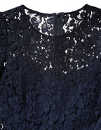 Dolce & Gabbana Blue Lace Ruffle A-line Knee Length Dress