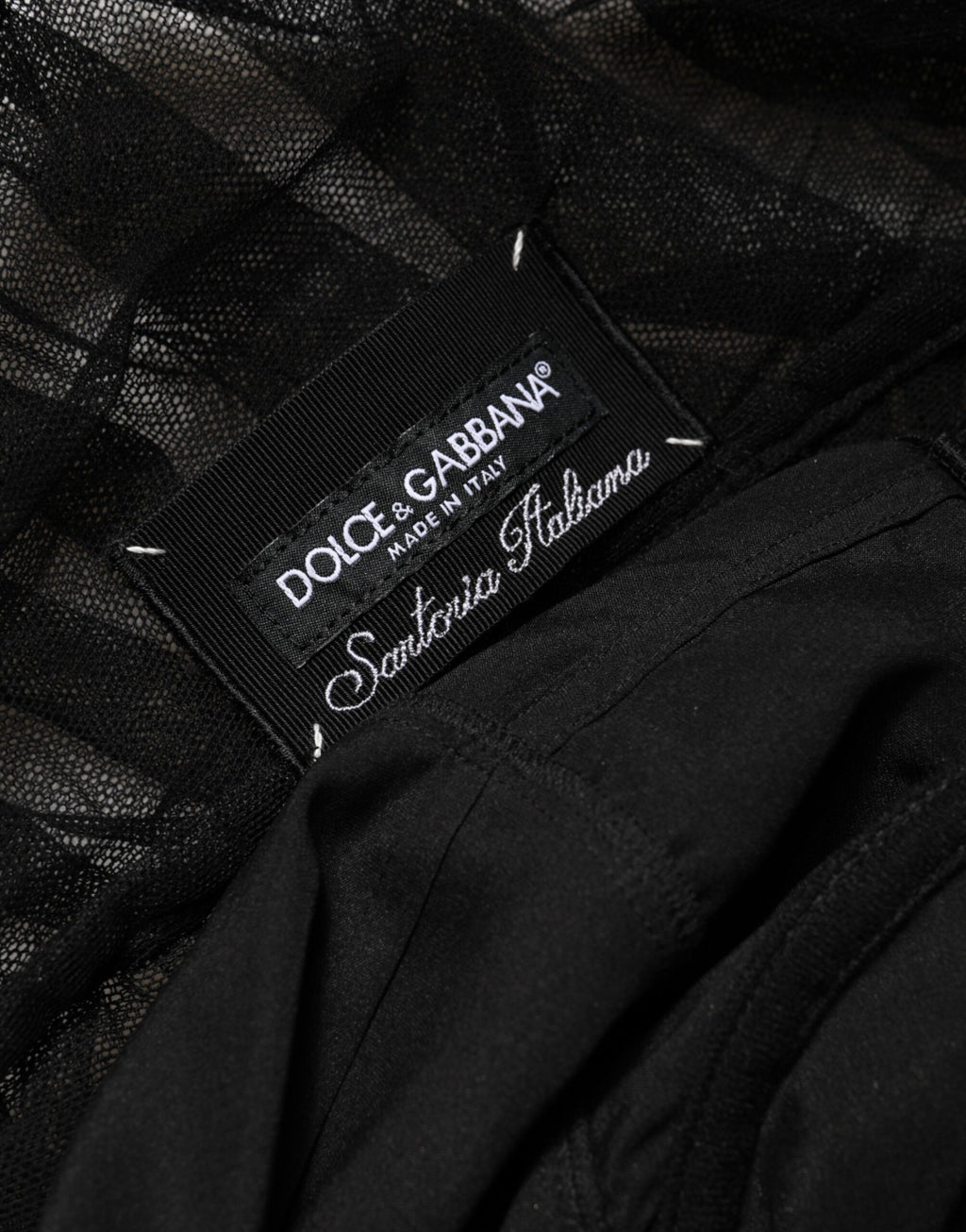 Dolce & Gabbana Black V-Neck Ruched Lace Hem Midi Dress