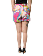 Dolce & Gabbana Multicolor Graphic High Waist Bermuda Shorts