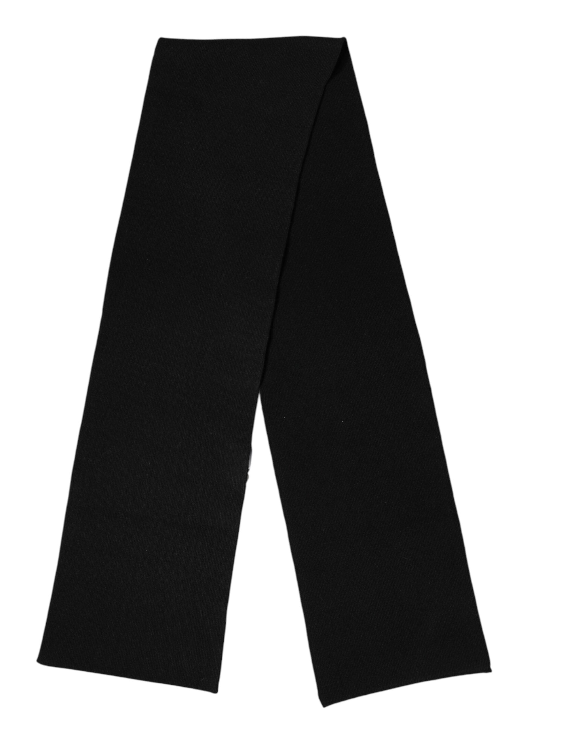 Dolce & Gabbana Black Wool Knitted Neck Wrap Foulard  Scarf