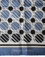 Dolce & Gabbana Blue Dotted Silk Square Foulard 66cm Scarf