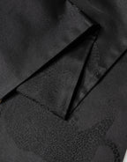 Dolce & Gabbana Black Satin Silk Fringes Neck Foulard Scarf