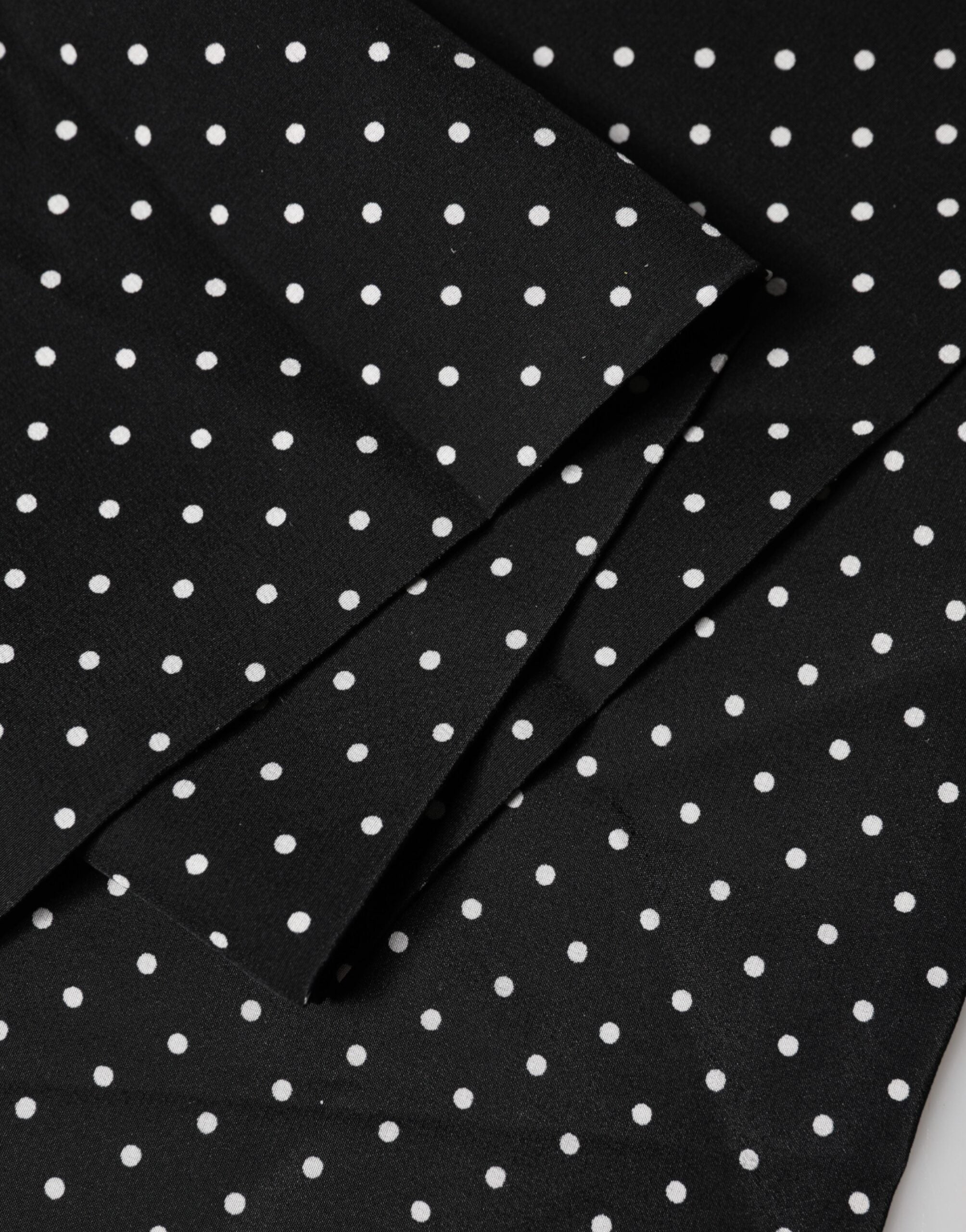 Dolce & Gabbana Black Polka Dot Neck Wrap Foulard 133.5cm x 12.5cm Scarf