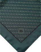 Dolce & Gabbana Dark Green Silk Patterned Handkerchief 32cm x 31cm Scarf