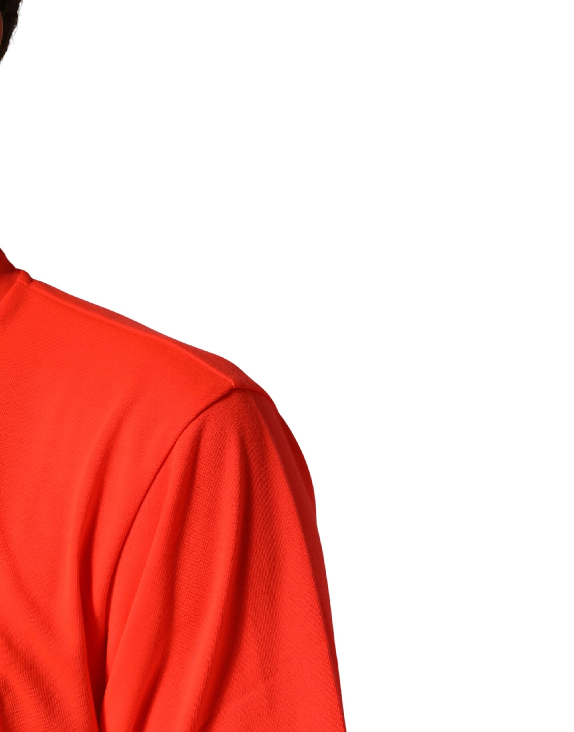 Dolce & Gabbana Neon Orange Polyester Crew Neck Men T-shirt