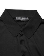 Dolce & Gabbana Black Silk Collared Short Sleeve Polo  T-shirt