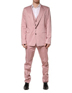 Dolce & Gabbana Pink Cotton Single Breasted 3 Piece Suit