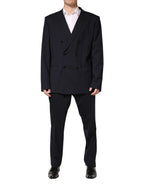 Dolce & Gabbana Blue Wool Double Breasted 2 Piece Men Suit