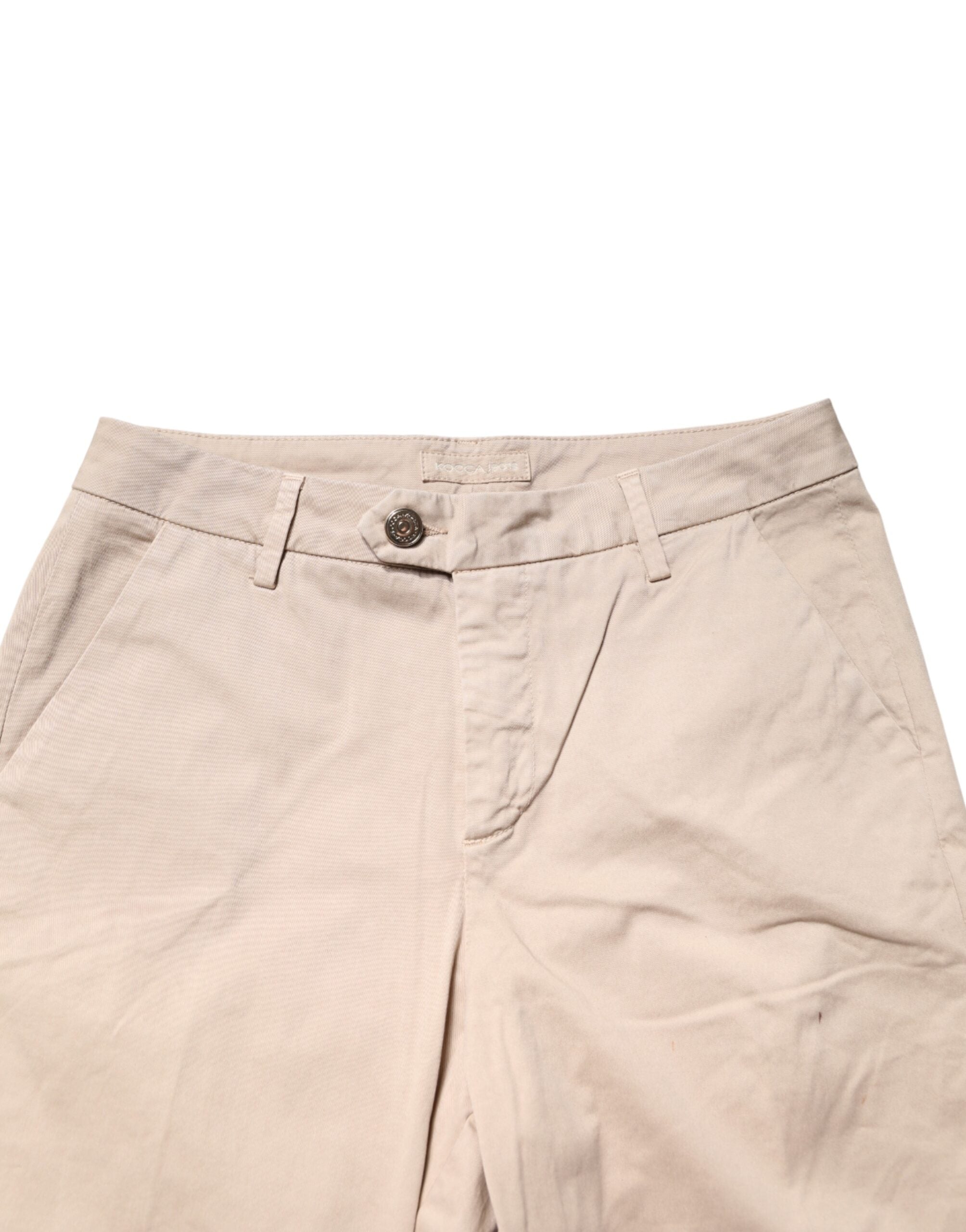 Kocca Beige Straight Mid Waist Chino Trouser Casual Pants