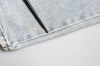 One Teaspoon Light Blue Tattered Mid Waist Straight Denim Jeans