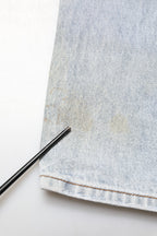 One Teaspoon Light Blue Tattered Mid Waist Straight Denim Jeans
