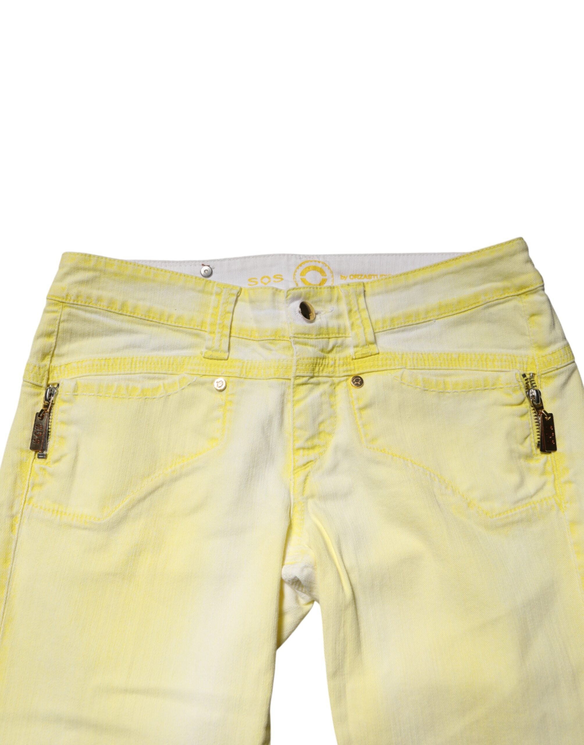 S.O.S Yellow Cotton Bootcut Low Waist Denim Trouser Jeans