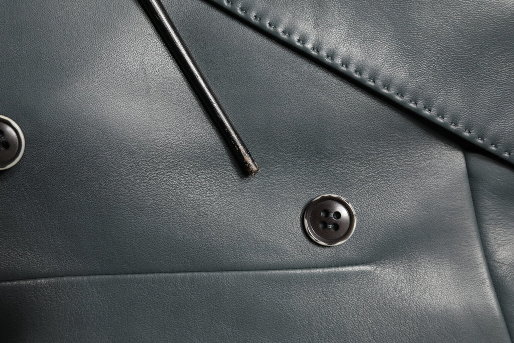 Dolce & Gabbana Black Leather Double Breasted 2Button Blazer